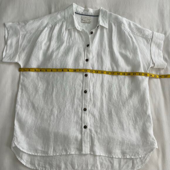 J. Crew Baird McNutt Irish Linen Short Sleeved Relaxed Fit Button Down Top - Picture 5 of 10